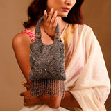 Midnight Grace Beaded Tassel Handbag