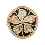 Kundan Elegance Golden Blossom Statement Ring