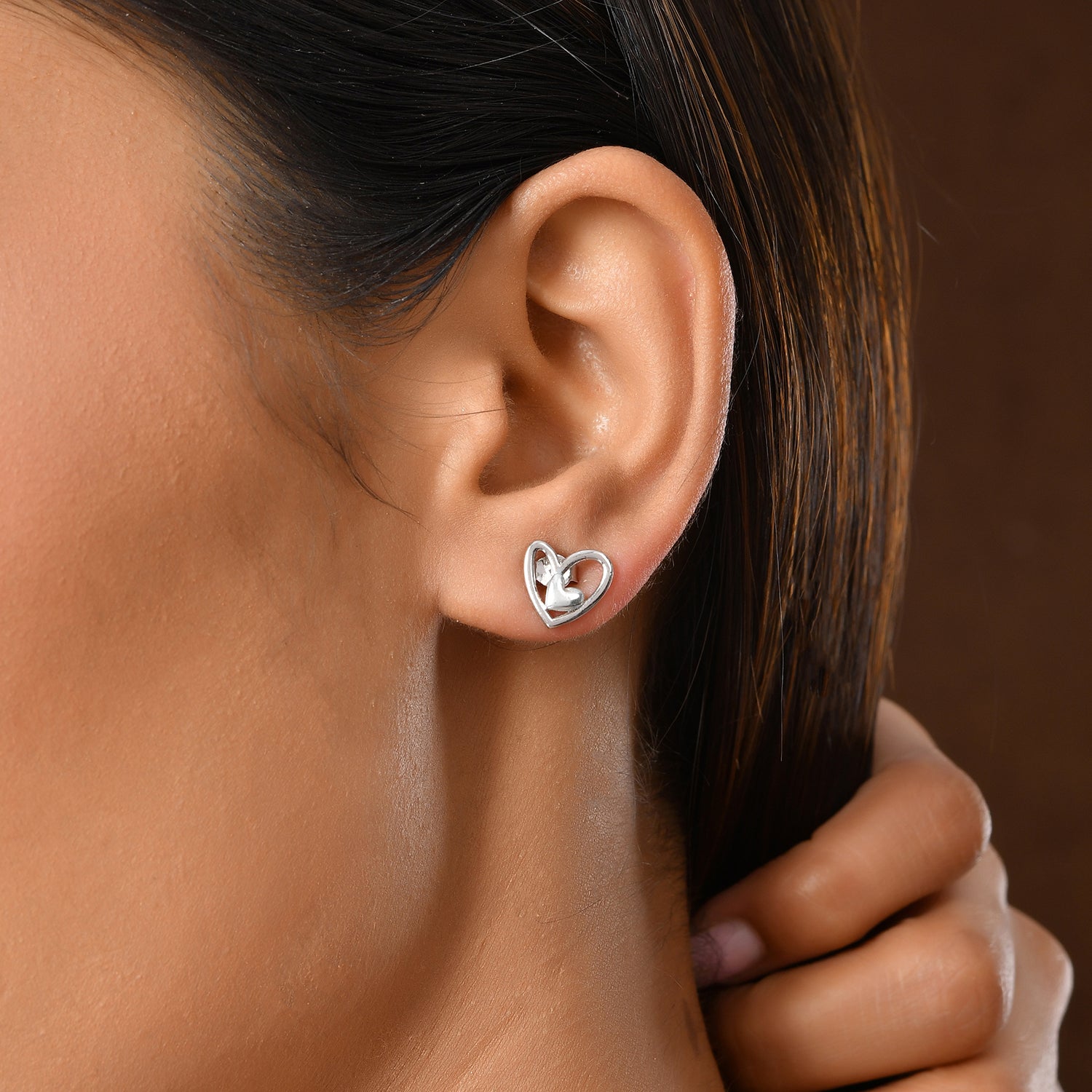 Heart Shaped Pandora Heart Swirl Stud Earrings Open Heart Stud