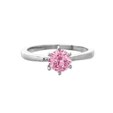 Valentines Day Blush Promise Solitaire Silver Ring