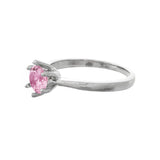 Valentines Day Blush Promise Solitaire Silver Ring