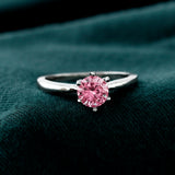 Valentines Day Blush Promise Solitaire Silver Ring