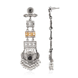 Silver Oxidised Dangler Earrings - Antique Elegance