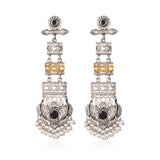 Silver Oxidised Dangler Earrings - Antique Elegance