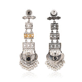 Silver Oxidised Dangler Earrings - Antique Elegance