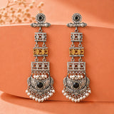 Silver Oxidised Dangler Earrings - Antique Elegance