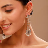 Silver Oxidised Dangler Earrings - Antique Elegance