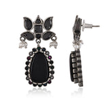 Silver Oxidised Ethnic Small Dangler Earrings - Antique Elegance