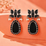 Silver Oxidised Ethnic Small Dangler Earrings - Antique Elegance