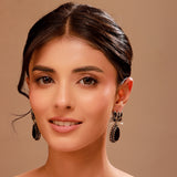 Silver Oxidised Ethnic Small Dangler Earrings - Antique Elegance