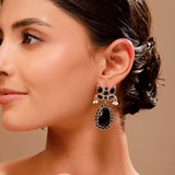 Silver Oxidised Ethnic Small Dangler Earrings - Antique Elegance