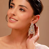 Silver Oxidised Pearl Beaded Dangler Earrings - Antique Elegance