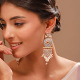 Silver Oxidised Pearl Drop Statement Earrings - Antique Elegance