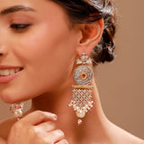 Silver Oxidised Pearl Drop Statement Earrings - Antique Elegance