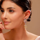Floral Gaja Pearl Drop Dual Tone Earrings - Antique Elegance