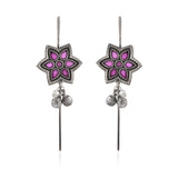 Pink Floral Oxidised Ear Cuffs - Antique Elegance