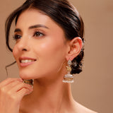 Dome Jhumka Pearl Drop Dual Tone Earrings - Antique Elegance