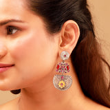 Antique Elegance Pink Stone Danglers