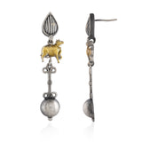 Gaja Dual Tone Dangler Earrings - Antique Elegance