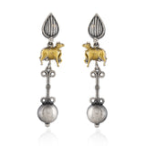 Gaja Dual Tone Dangler Earrings - Antique Elegance