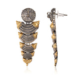 Layered Scallop Dual Tone Jhumka Earrings - Antique Elegance