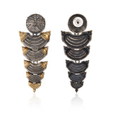 Layered Scallop Dual Tone Jhumka Earrings - Antique Elegance