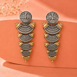 Layered Scallop Dual Tone Jhumka Earrings - Antique Elegance