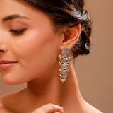 Layered Scallop Dual Tone Jhumka Earrings - Antique Elegance