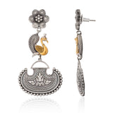 Mor Chandbali Dual Tone Dangler Earrings - Antique Elegance