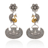 Mor Chandbali Dual Tone Dangler Earrings - Antique Elegance