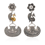 Mor Chandbali Dual Tone Dangler Earrings - Antique Elegance