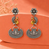 Mor Chandbali Dual Tone Dangler Earrings - Antique Elegance