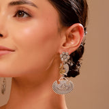 Mor Chandbali Dual Tone Dangler Earrings - Antique Elegance