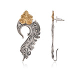 Mor Feather Ear Cuff Dual Tone Earrings - Antique Elegance