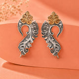 Mor Feather Ear Cuff Dual Tone Earrings - Antique Elegance