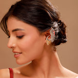 Mor Feather Ear Cuff Dual Tone Earrings - Antique Elegance