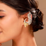 Mor Feather Ear Cuff Dual Tone Earrings - Antique Elegance