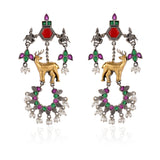 Multistone Arch Dual Tone Dangler Earrings - Antique Elegance