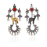 Multistone Arch Dual Tone Dangler Earrings - Antique Elegance