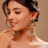Multistone Arch Dual Tone Dangler Earrings - Antique Elegance