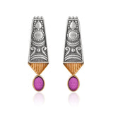 Oxidised Short Necklace Set with Multicolor Bead Earrings- Antique Elegance