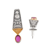 Oxidised Short Necklace Set with Multicolor Bead Earrings- Antique Elegance