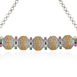 Oxidised Silver Choker & Earrings Set with Green Stone - Antique Elegance