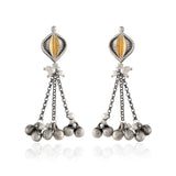 Oxidised Silver Ghungroo Choker Necklace & Earrings Stone Detailing- Antique Elegance