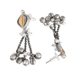 Oxidised Silver Ghungroo Choker Necklace & Earrings Stone Detailing- Antique Elegance