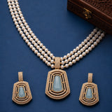 Sparkling Elegance Royal Meher Turquoise Hasli Necklace Set