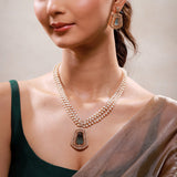 Sparkling Elegance Royal Meher Turquoise Hasli Necklace Set