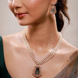 Sparkling Elegance Royal Meher Turquoise Hasli Necklace Set