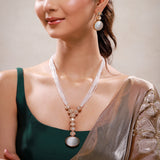 Sparkling Elegance Moonlit Pearl Cascade Necklace Set
