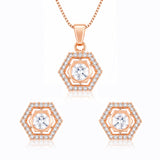 Kundan Elegance Rose Glow Hexa Pendant Set